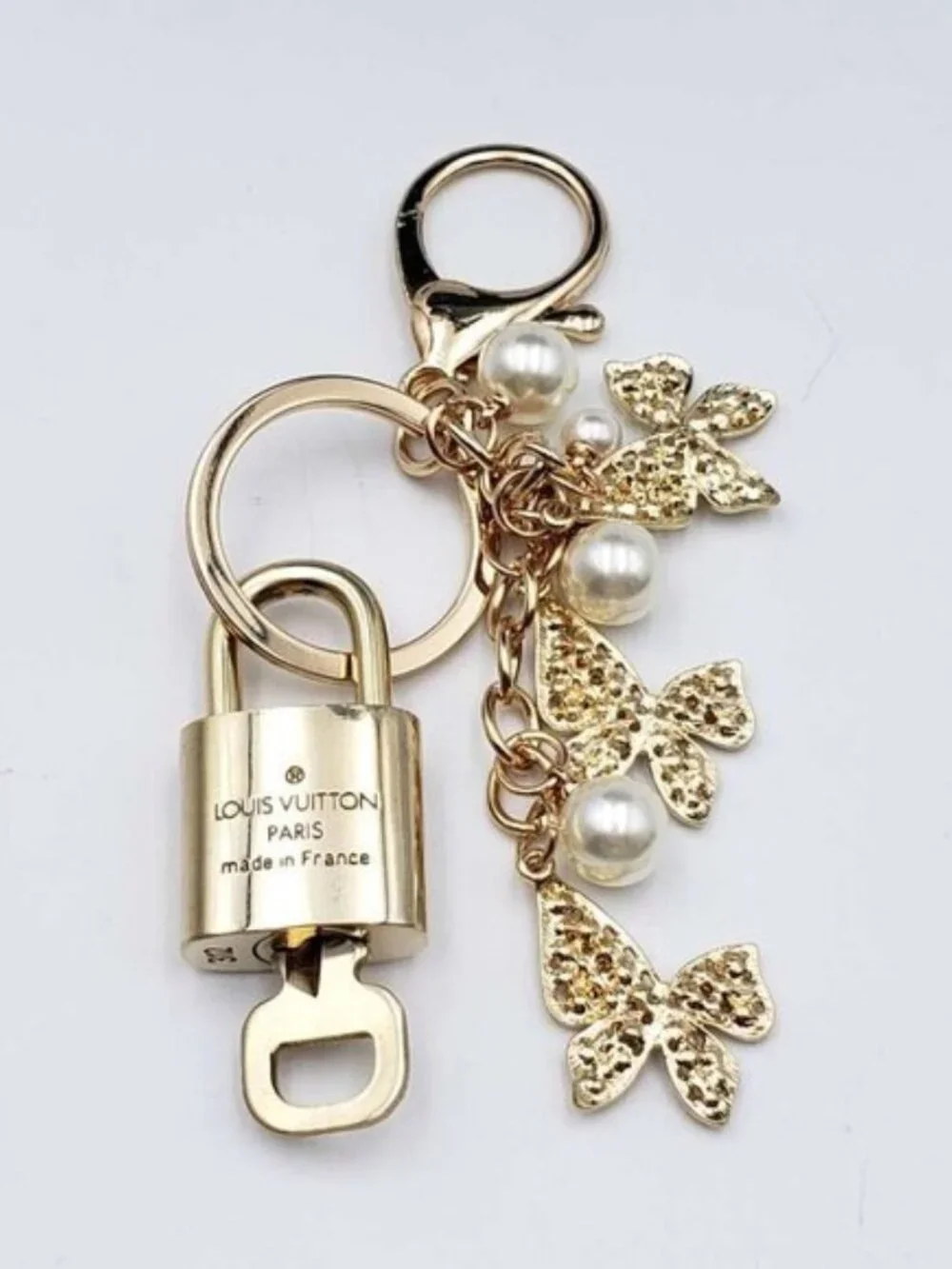 Authentic Louis Vuitton Gold Padlock & Key 🔒 LV Bag Charm Unbranded Keychain